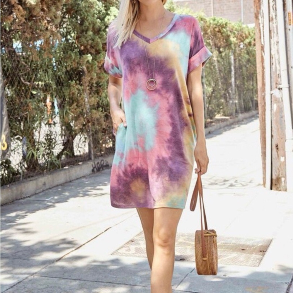 Tie-Dye V-Neck Dress - new from boutique inventory